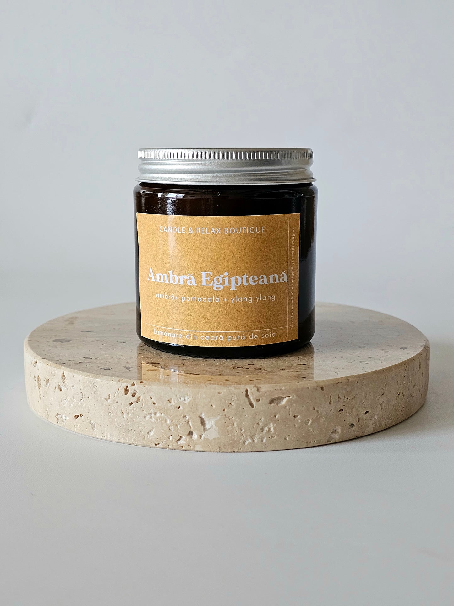 lumanare parfumata ceara soia ambra egipt portocala orient parfum oriental mix dulce toamna