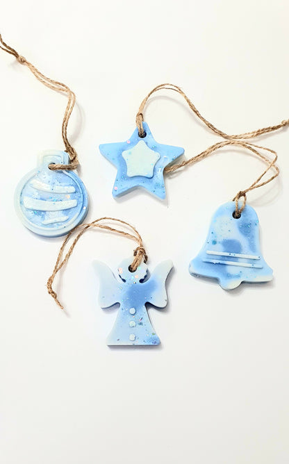 Glob albastru cu alb in forma de stea, inger, clopot