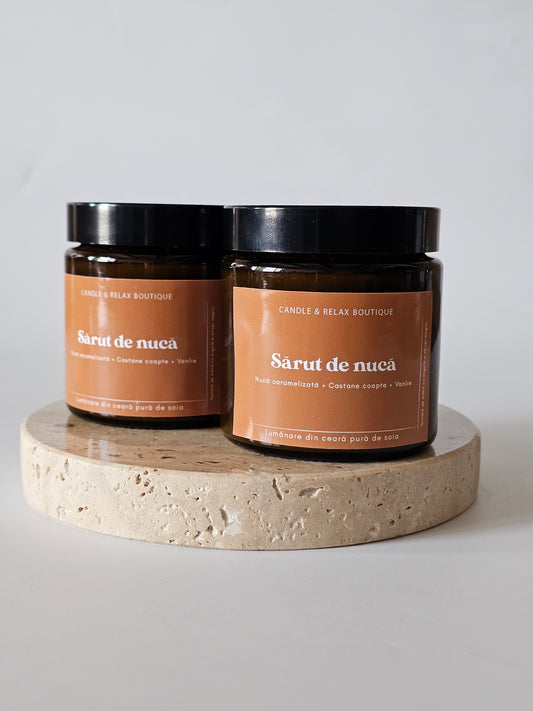 Lumanare parfumate din ceara de soia SARUT DE NUCA, colectia Winter Season, Candle&Relax Boutique